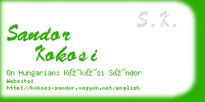 sandor kokosi business card